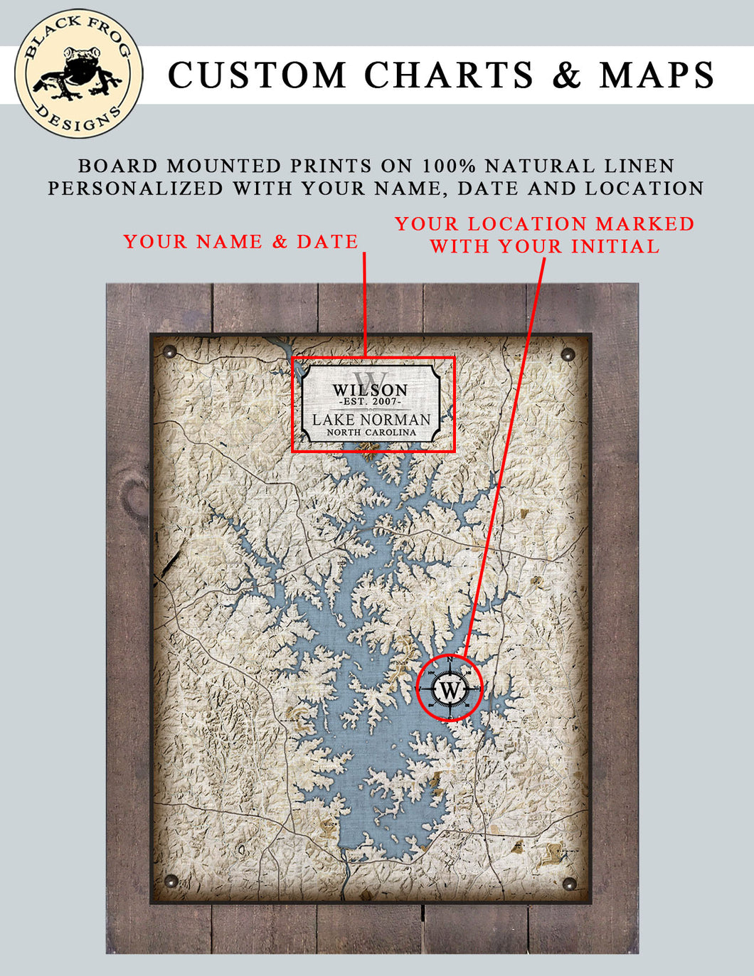 Personalized Map or Chart Print - Board Mounted Canvas Print