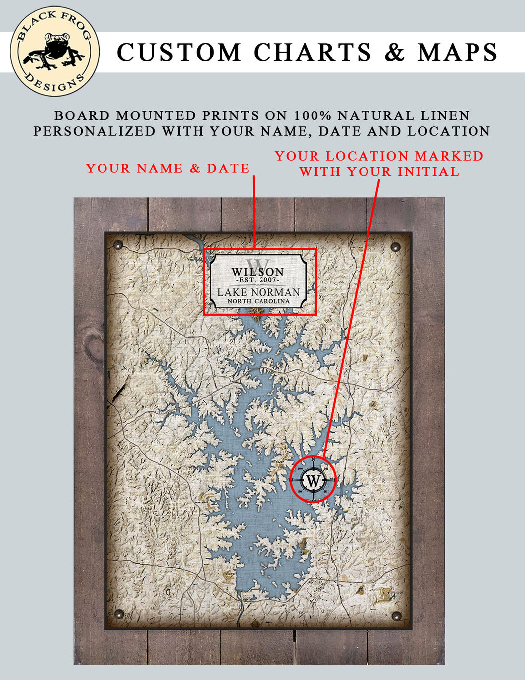 Personalized Map or Chart Print - On 100% Natural Linen
