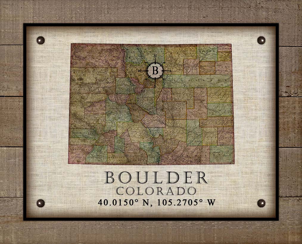 Boulder Colorado Vintage Design - Board Mounted Canvas Print