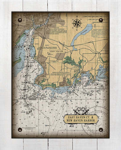 East Haven CT Nautical Chart On 100% Natural Linen