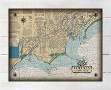 Load image into Gallery viewer, Fairfield CT Nautical Chart On 100% Natural Linen

