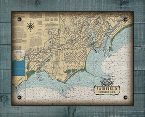 Fairfield CT Nautical Chart On 100% Natural Linen