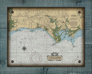 Madison & Clinton CT Nautical Chart On 100% Natural Linen