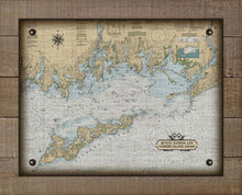 Load image into Gallery viewer, Mystic Harbor &amp; Fishers Island Nautical Chart -  On 100% Natural Linen
