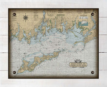 Load image into Gallery viewer, Mystic Harbor &amp; Fishers Island Nautical Chart -  On 100% Natural Linen
