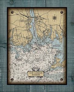 New Londin CT  Nautical Chart -  On 100% Natural Linen