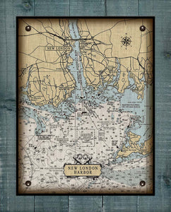 New Londin CT  Nautical Chart -  On 100% Natural Linen