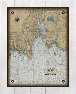 Niantic  CT  Nautical Chart -  On 100% Natural Linen