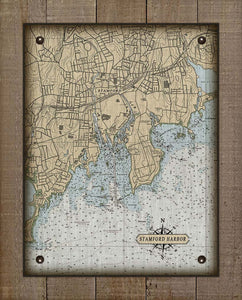 Stamford CT  Nautical Chart -  On 100% Natural Linen
