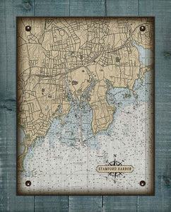 Stamford CT  Nautical Chart -  On 100% Natural Linen