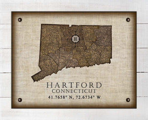 Hartford Connecticut Vintage Design On 100% Natural Linen