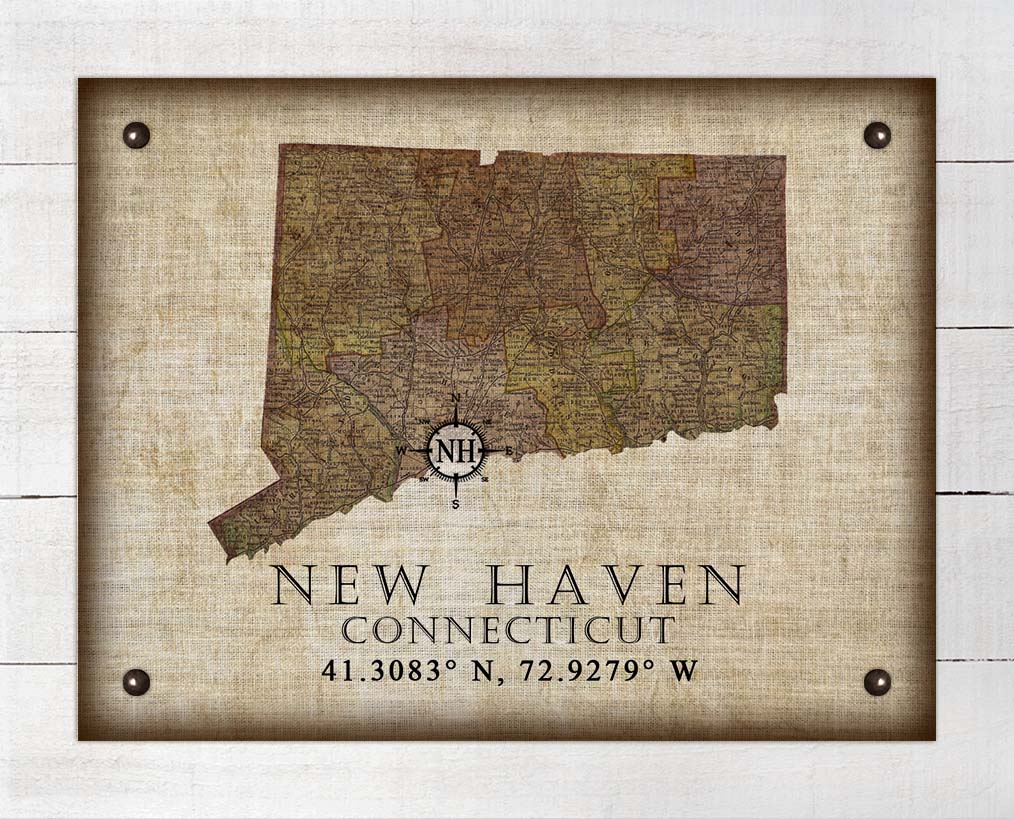 New Haven Connecticut Vintage Design On 100% Natural Linen