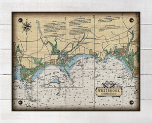 Westbrook CT  Nautical Chart -  On 100% Natural Linen