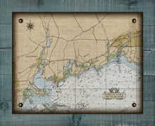 Load image into Gallery viewer, Westport &amp; Southport CT  Nautical Chart -  On 100% Natural Linen
