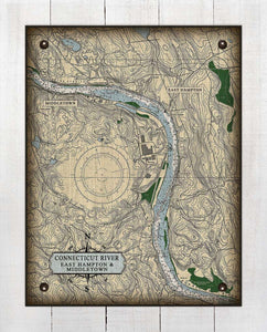 Ct. River (Middletown & East Hampton) Nautical Chart -  On 100% Natural Linen