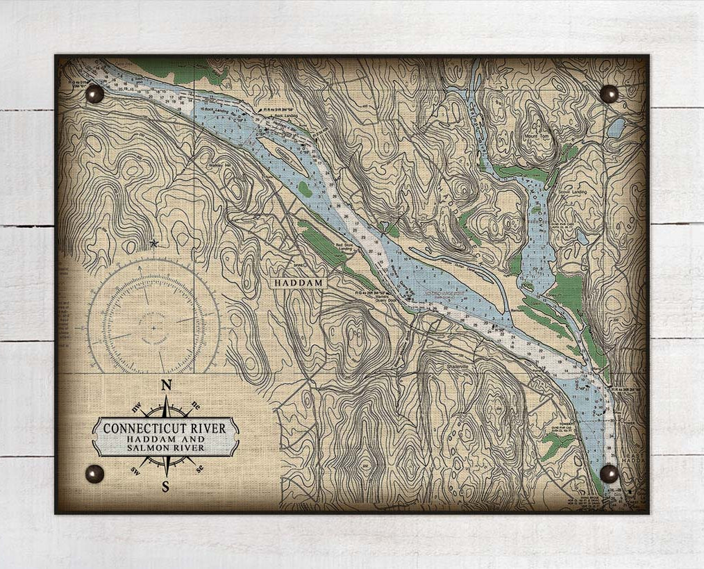 Ct. River (Haddam & Salmon River) Nautical Chart -  On 100% Natural Linen