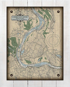 Ct. River (Cromwell, Middletown & Portland) Nautical Chart -  On 100% Natural Linen