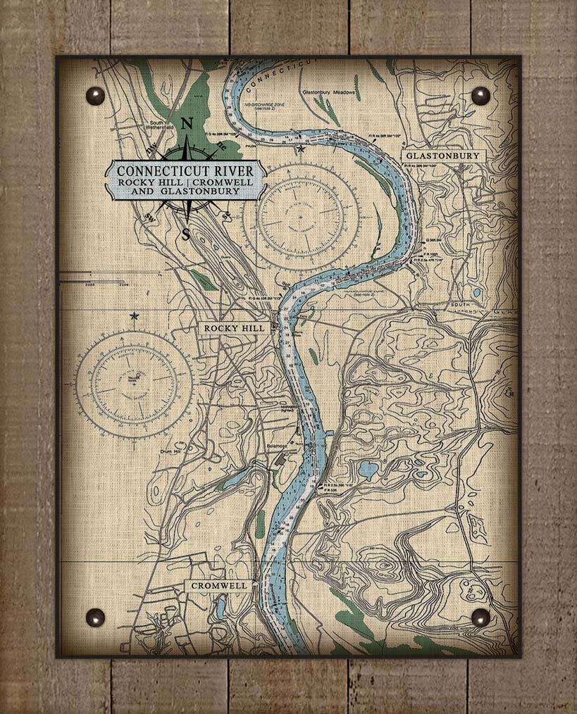 Ct. River (Rocky Hill,  Glastonbury & Cromwell) Nautical Chart -  Board Mounted Canvas Print