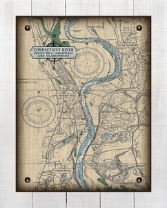 Ct. River (Rocky Hill,  Glastonbury & Cromwell) Nautical Chart -  On 100% Natural Linen