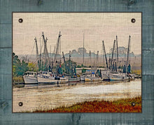 Load image into Gallery viewer, Shrimp Boat Fleet 1 - On 100% Natural Linen
