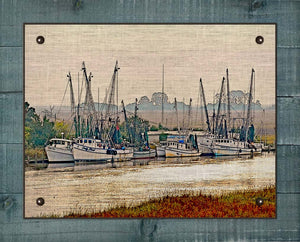 Shrimp Boat Fleet 1 - On 100% Natural Linen