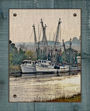 Load image into Gallery viewer, Shrimp Boats Vertical 1  - On 100% Natural Linen
