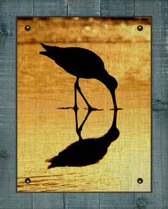 Shore Bird At Dawn (Dowitcher) - On 100% Natural Linen