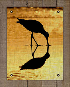 Shore Bird At Dawn (Dowitcher) - On 100% Natural Linen