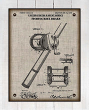 Load image into Gallery viewer, Fishing Reel Patent - On 100% Natural Linen
