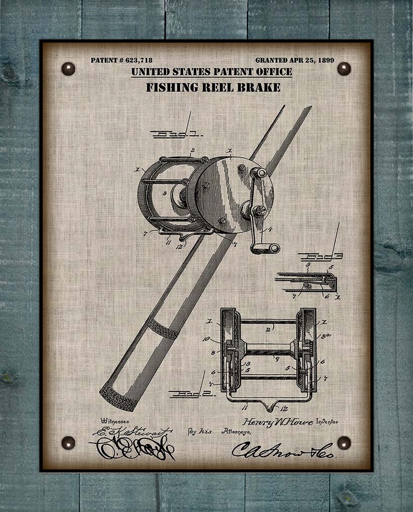 Fishing Reel Patent - On 100% Natural Linen