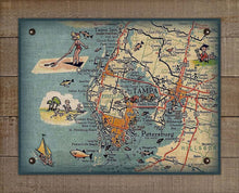 Load image into Gallery viewer, 50s Vintage Map Tampa Bay / Ruskin On 100% Linen
