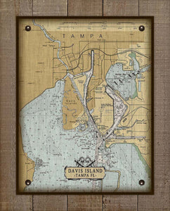 Davis Island Nautical Chart On 100% Natural Linen