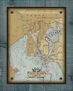 Davis Island Nautical Chart On 100% Natural Linen