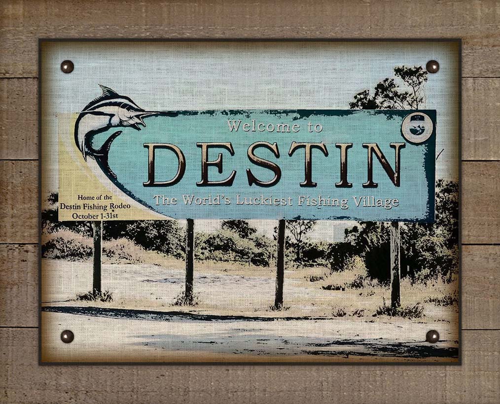 Destin Welcome Sign On 100% Linen – The Original Black Frog Designs