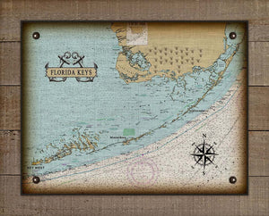 Florida Keys Nautical Chart On 100% Natural Linen