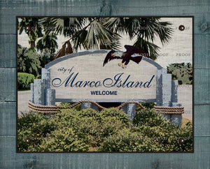 Marco Island Welcome Sign (2) On 100% Linen