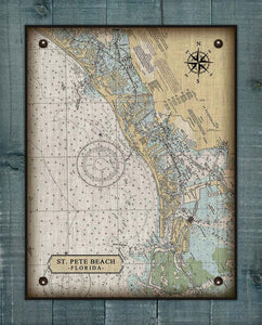 St Pete Beach Nautical Chart On 100% Linen