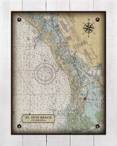 St Pete Beach Nautical Chart On 100% Linen