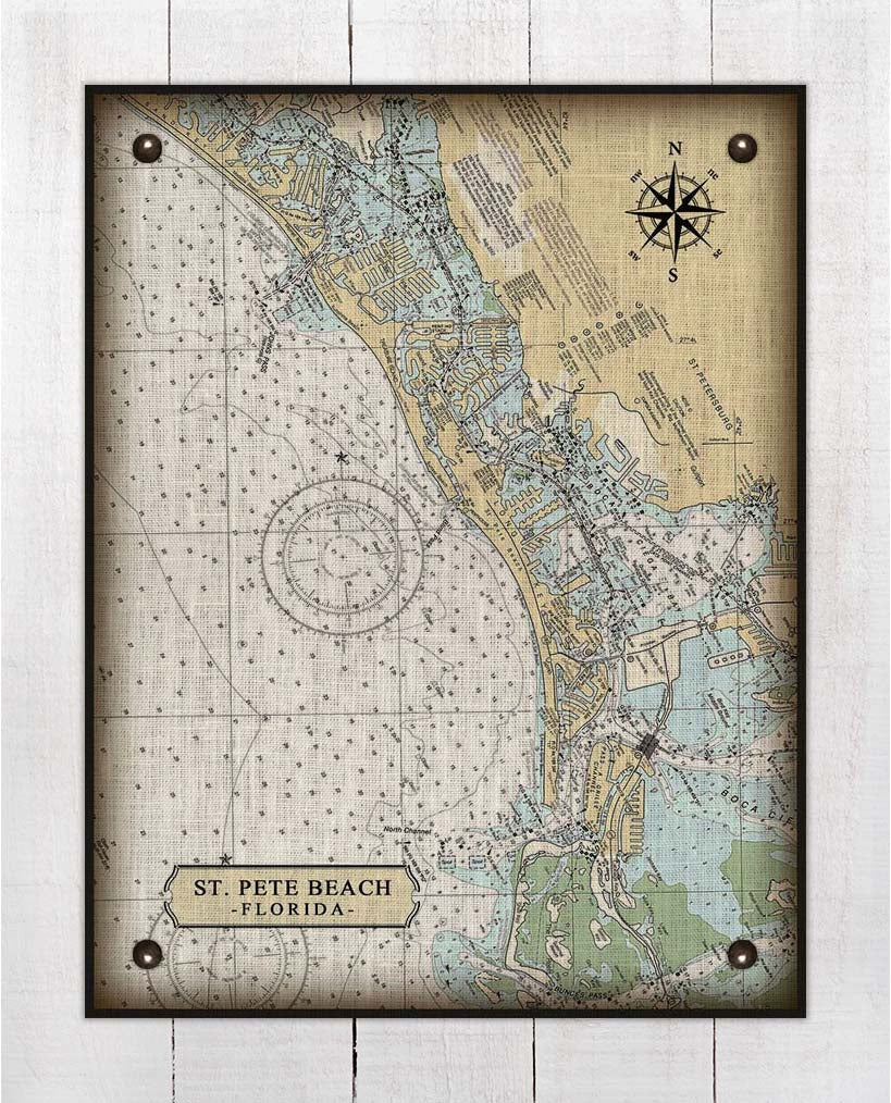 St Pete Beach Nautical Chart On 100% Linen
