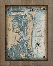 Load image into Gallery viewer, Amelia Island Nautical Chart (blue tint) Board Mounted Canvas Print

