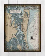 Load image into Gallery viewer, Amelia Island Nautical Chart (blue tint) Board Mounted Canvas Print

