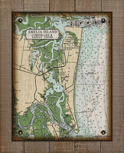 Amelia Island Nautical Chart - On 100% Natural Linen