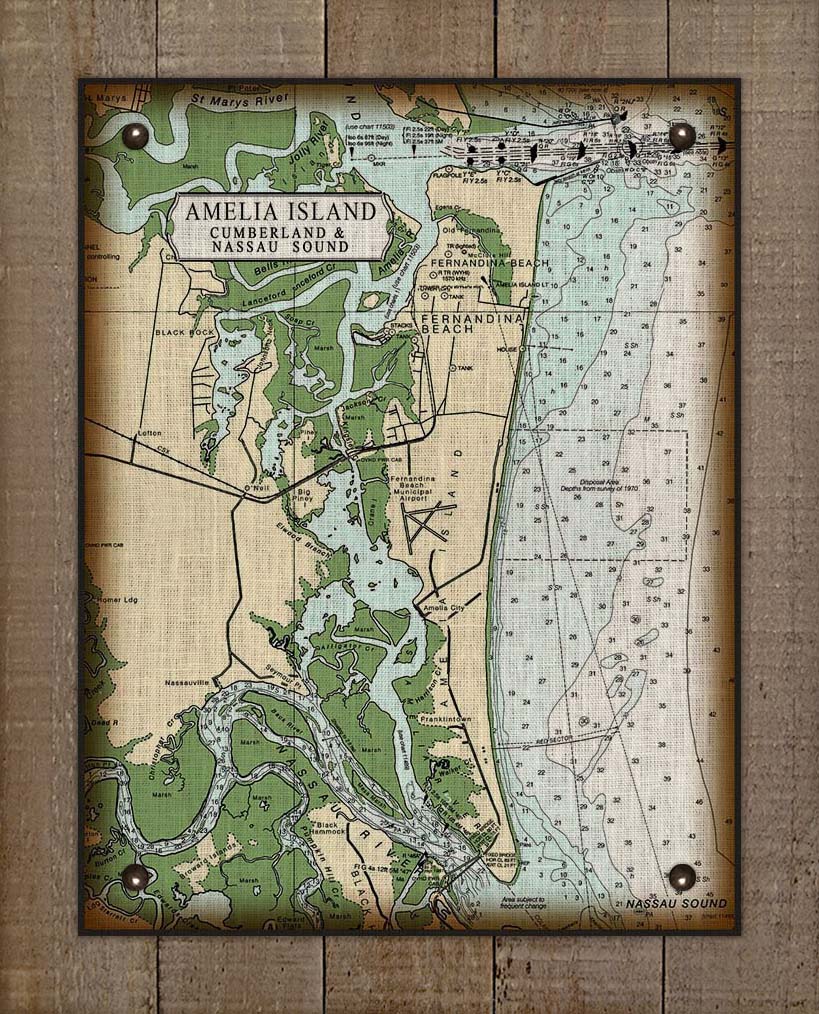 Amelia Island Nautical Chart - On 100% Natural Linen