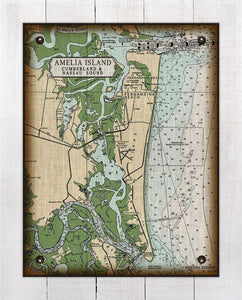 Amelia Island Nautical Chart - On 100% Natural Linen