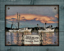 Load image into Gallery viewer, Amelia Island / Fernandina Beach Shrimp Boats - On 100% Linen
