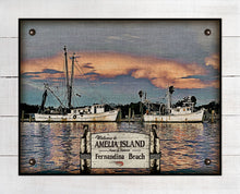 Load image into Gallery viewer, Amelia Island / Fernandina Beach Shrimp Boats - On 100% Linen
