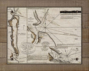 1700s Amelia Island Map - On 100% Natural Linen
