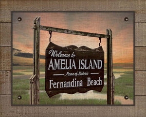 Amelia Island Welcome Sign On 100% Linen