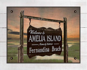 Amelia Island Welcome Sign On 100% Linen