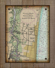 Load image into Gallery viewer, Atlantic, Neptune and Jacksonville Beach Nautical Chart On 100% Natural Linen
